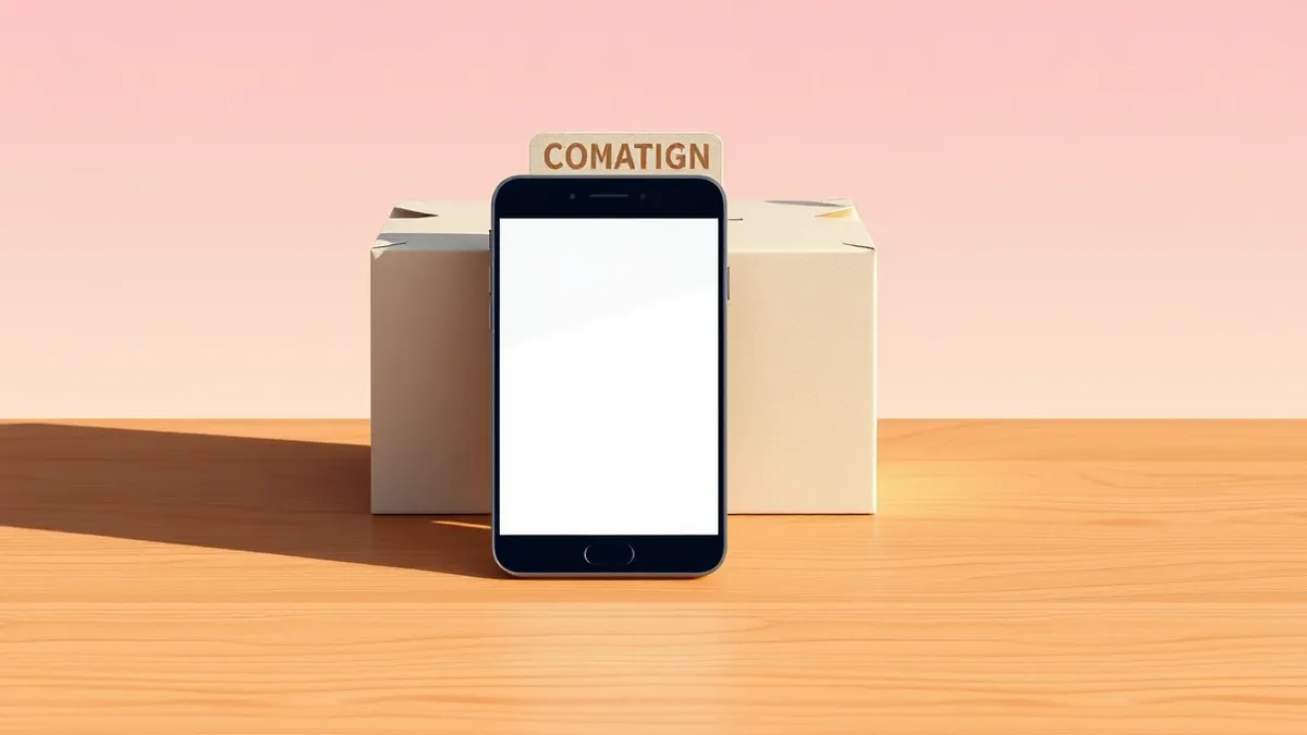 Illustration: A smartphone rests on a desk, its blank screen displaying a single incoming message bubble.