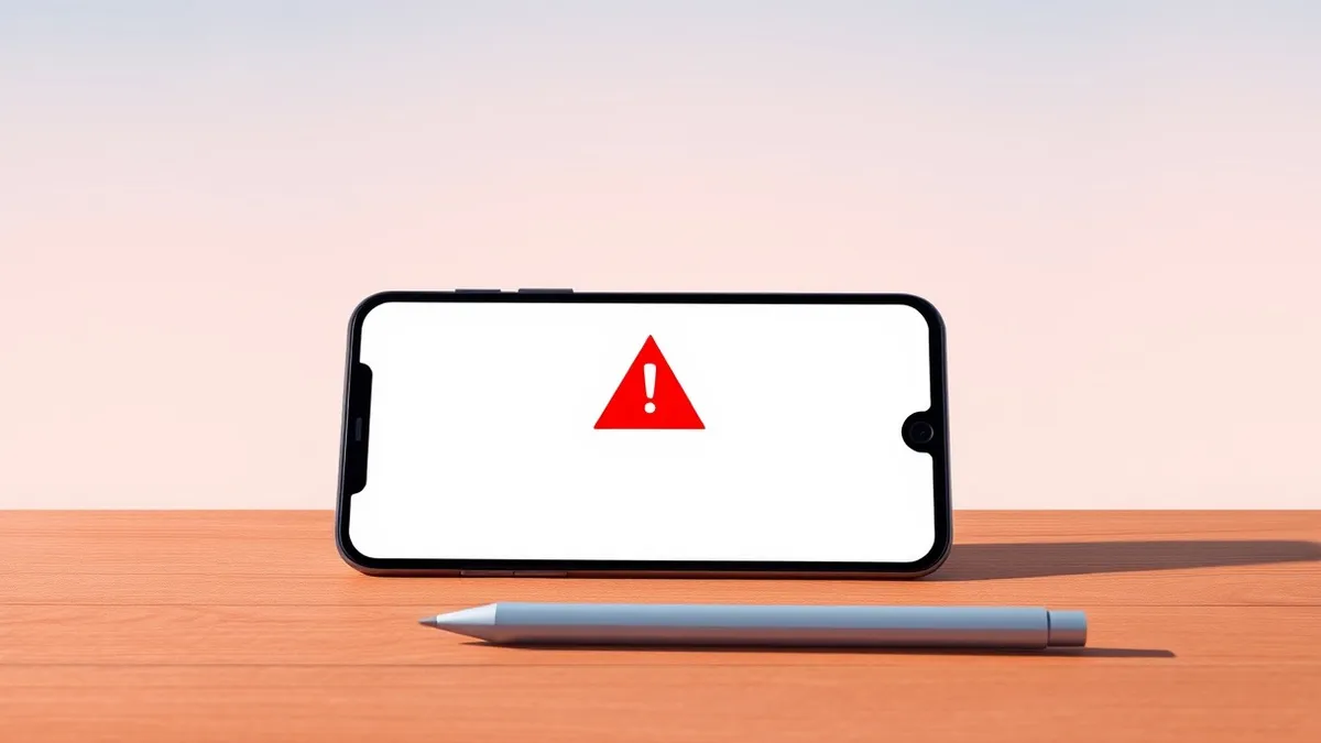 Illustration: A sleek smartphone rests on a wooden desk beside a stylus.