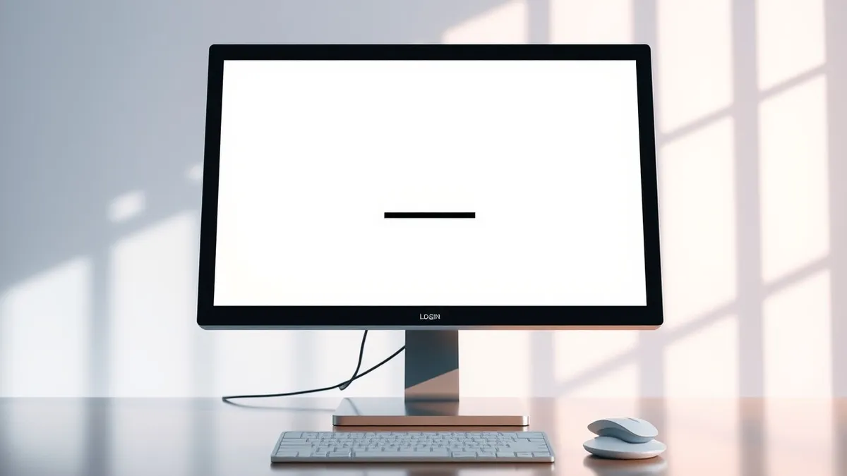 Illustration: A close-up view of a blank computer monitor displaying a generic login interface with a single progress bar.